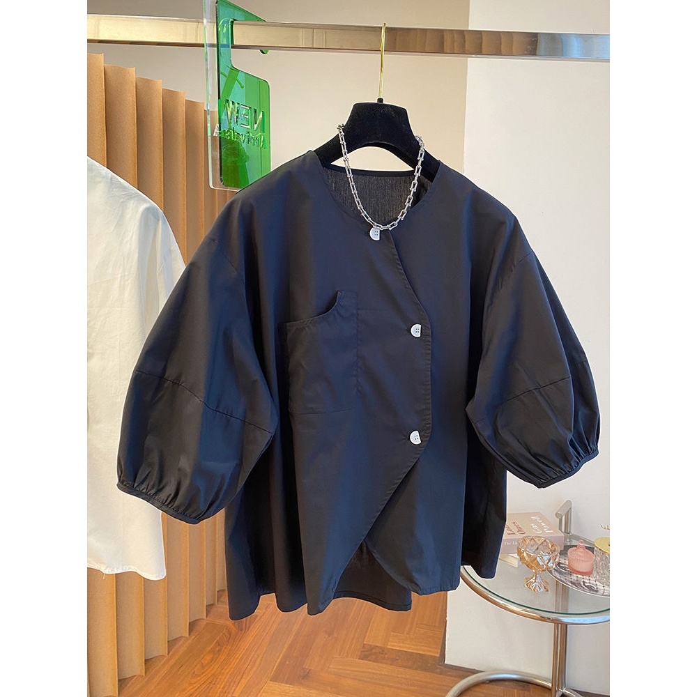 Áo Cotton Tay Phồng Cổ Tròn Thời Trang 2023 Dành Cho Nữ
