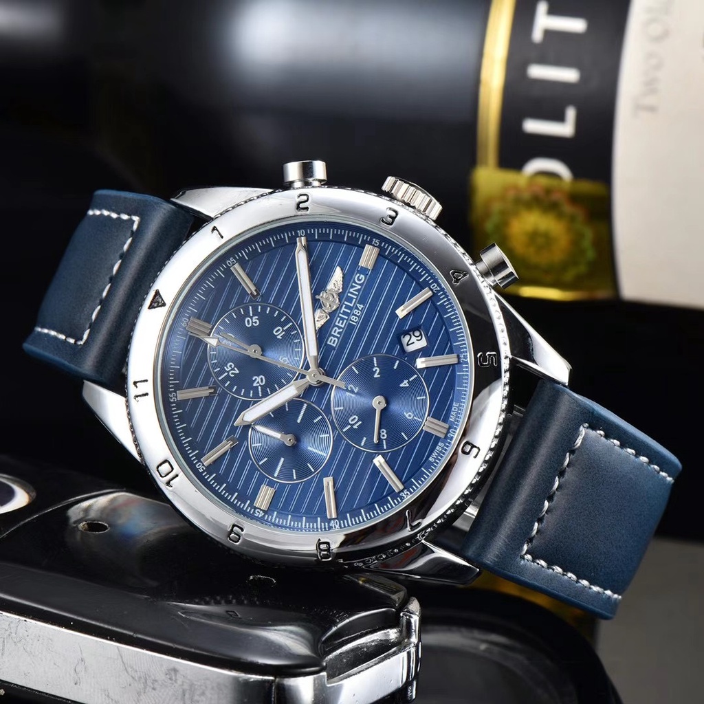 Đồng Hồ Thể Thao Dây Da Breitling 46mm Đa Năng Cho Nam