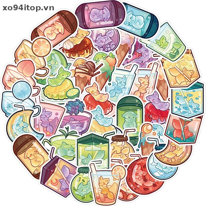 Set 40 Miếng Dán Graffiti Trang Trí Tủ Lạnh / Xe Hơi / Ván Trượt / Laptop Hình Chú Cáo Nhỏ Dễ Thương