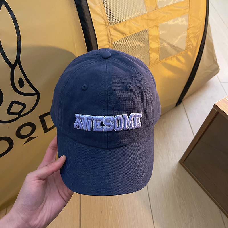 Mũ Lưỡi Trai Thêu Chữ Màu Sắc Tương Phản Phong Cách Hàn Quốc