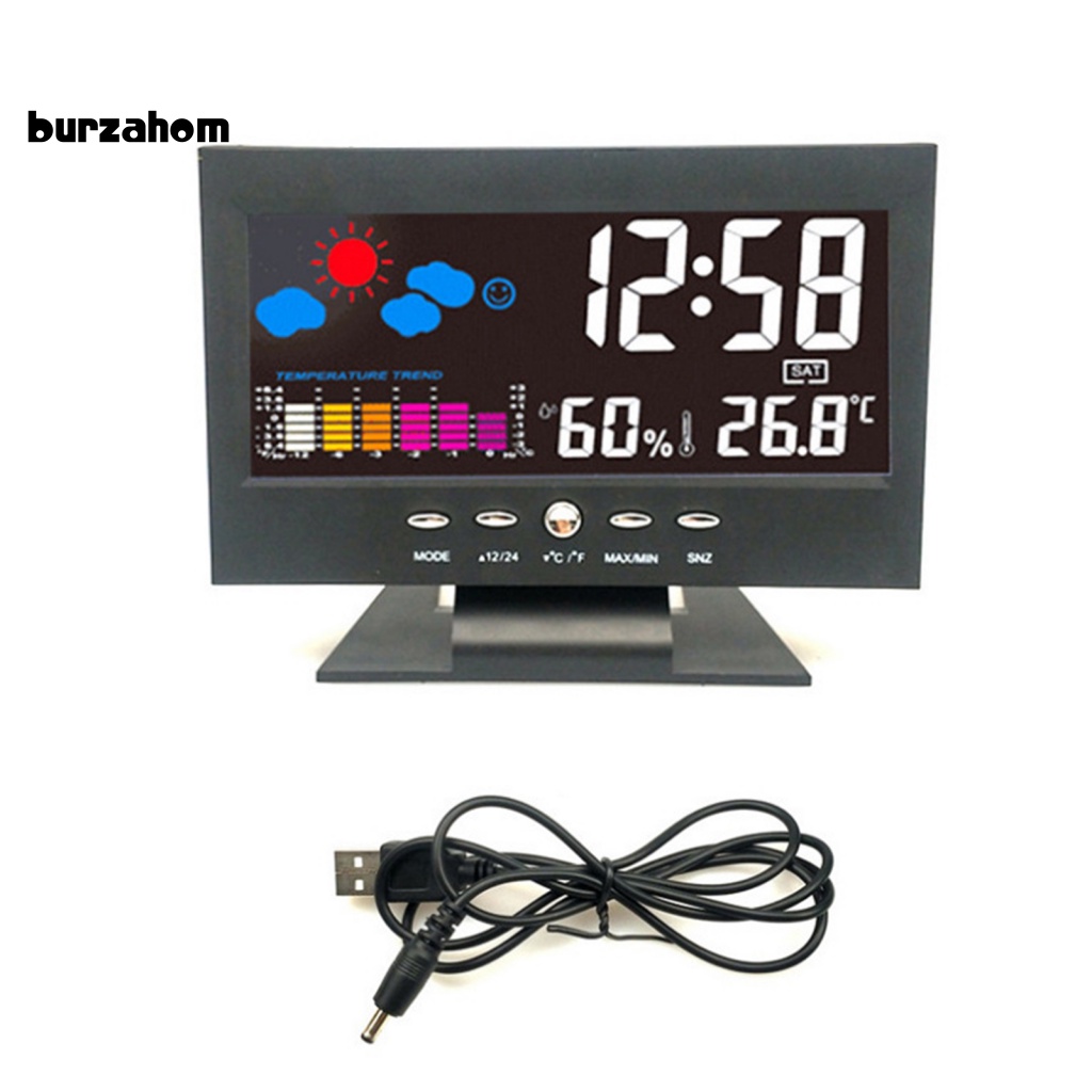 Đồng Hồ Kỹ Thuật Số Bur 8082T Màn Hình LED Hiển Thị Nhiệt Độ Và Độ Ẩm Không Khí Trong Nhà