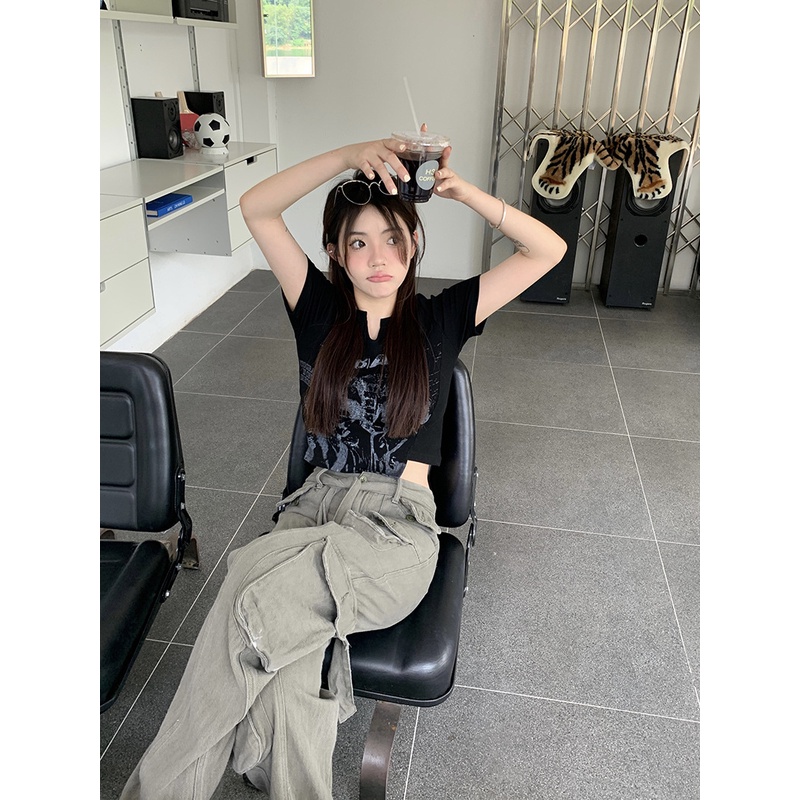 Áo Thun Ngắn Tay Phong Cách Retro Thời Trang Mùa Hè 2023 Cho Nữ