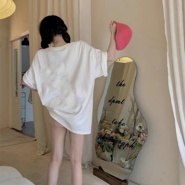 COZOK Áo Thun Ngắn Tay Dáng Rộng Thời Trang retro Hàn Quốc