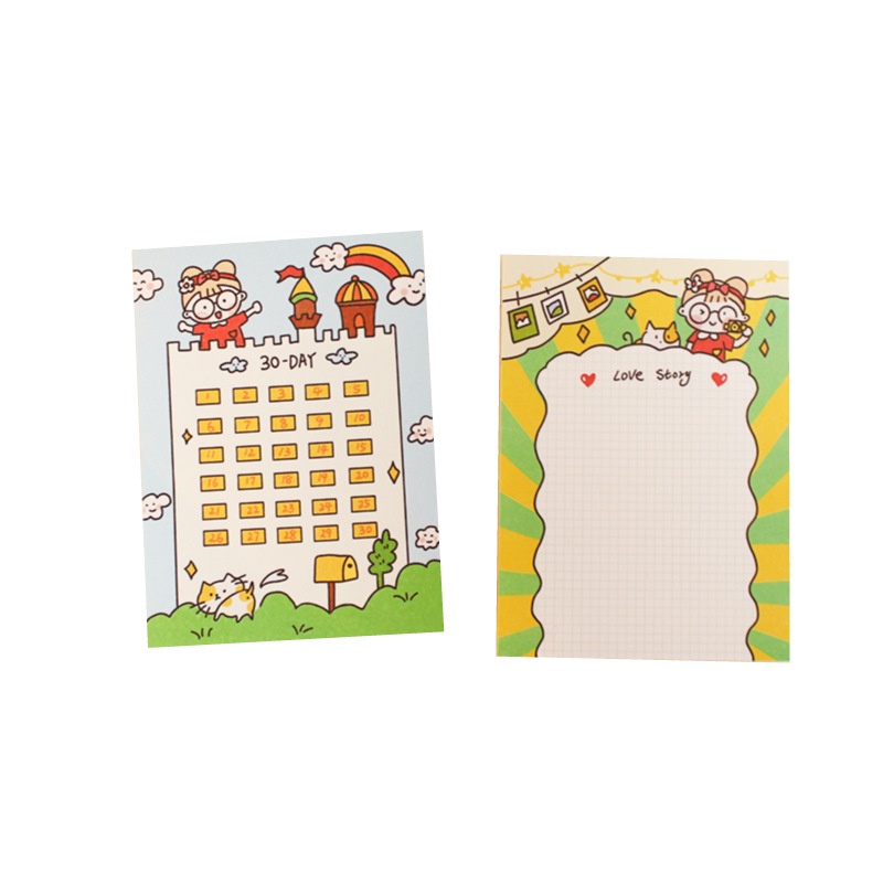 Bộ 50 Tờ Giấy Dán Ghi Chú Họa Tiết Hoạt Hình Dễ Xé