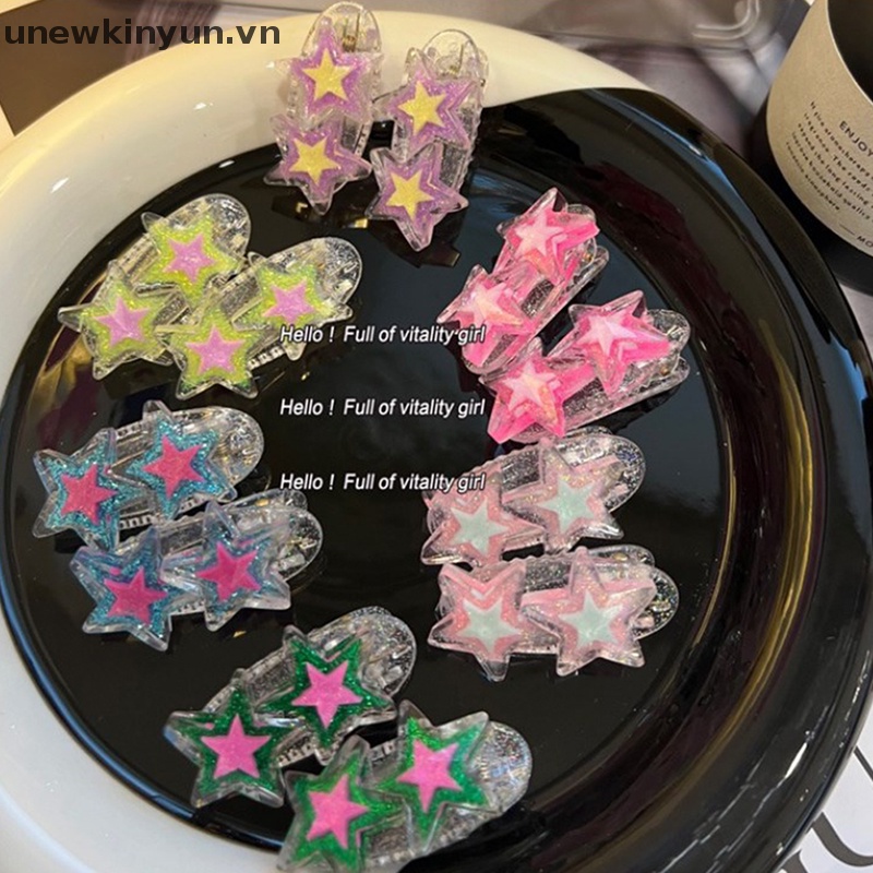 Set 2 Kẹp Tóc Hình Ngôi Sao Lấp Lánh Thời Trang Cho Bé Gái Y2K