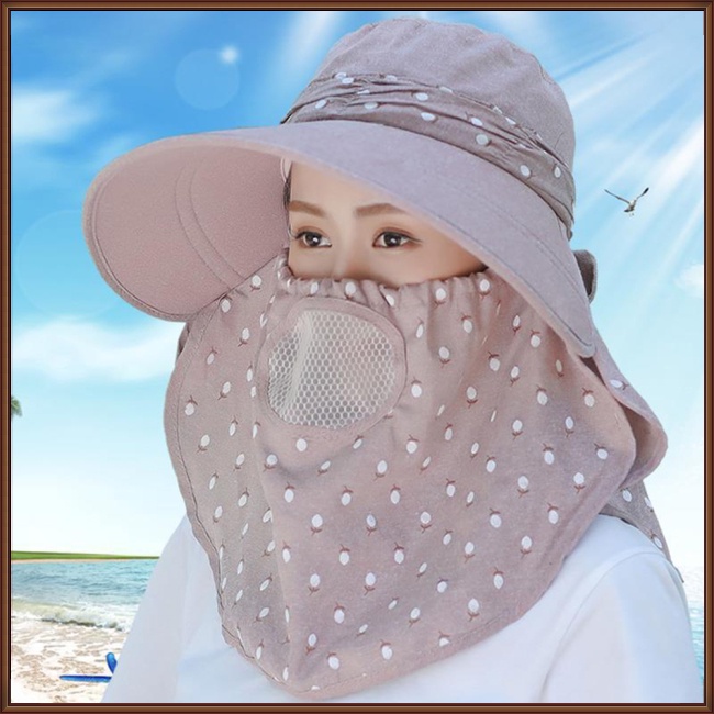 Mũ Rộng Vành Kèm Khẩu Trang Chống Tia UV Thiết Kế Thoáng Khí Thời Trang Mùa Hè Cho