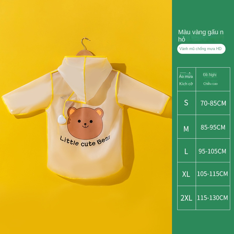 Áo Mưa Chống Thấm Nước Hình Gấu Dễ Thương Cho Bé Mẫu Giáo