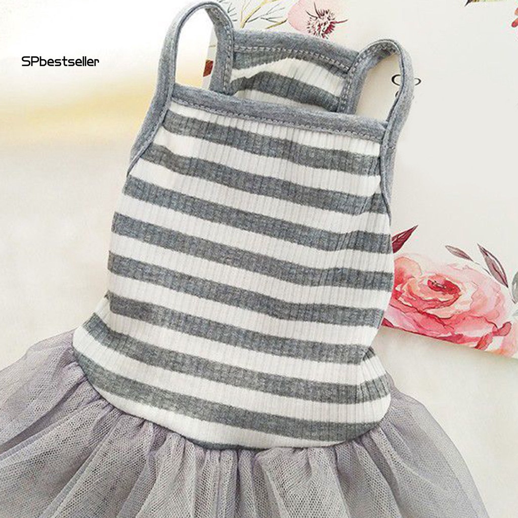 Spbestsellkr Đầm Cotton Mỏng Kẻ Sọc Tinh Tế Đáng Yêu Cho Thú Cưng Hàng Ngày