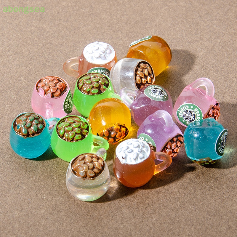 Abongsea Set 5 Cốc Uống Nước Bằng Resin Cabochon Trang Trí Điện Thoại Sổ Tay Diy