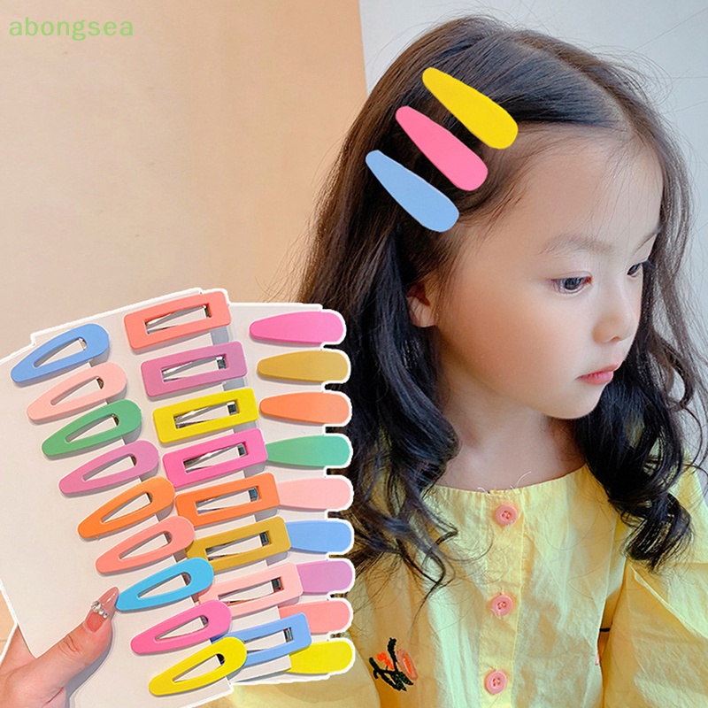 Set 10 Kẹp Tóc Hình Chữ Nhật / Vuông / Oval Màu Đen Xinh Xắn Cho Bé Gái