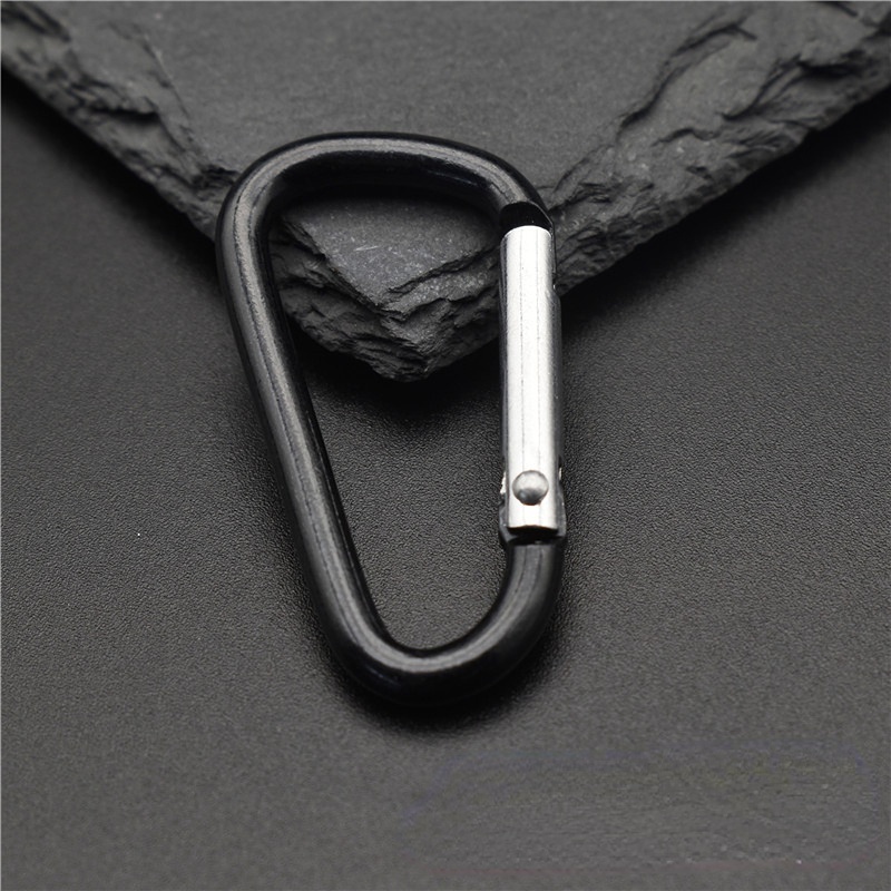 Móc Khóa Carabiner Nhôm Màu Đen Mini Dùng Cho Các Hoạt Động Thể Thao Ngoài Trời