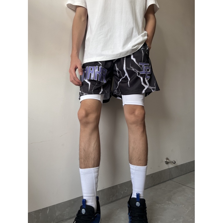 Inaka POWER Quần Short Thể Thao Bóng Rổ Giả Hai Mảnh Khô Nhanh Phong Cách Đường Phố Mỹ Hàng Mới