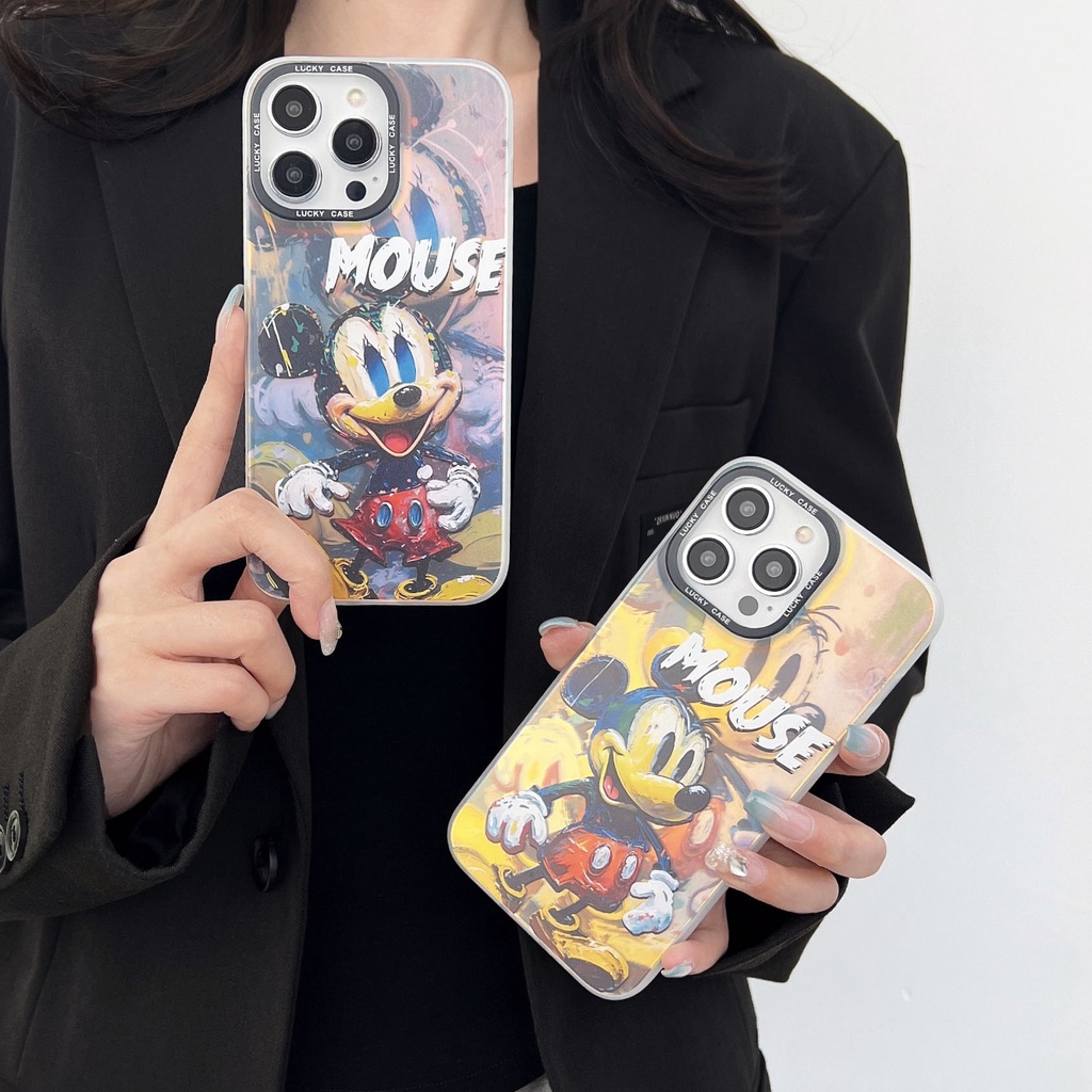 Ốp Điện Thoại TPU Silicon Mềm Trong Suốt Họa Tiết Chuột Mickey Hai Mặt Cho iPhone 14 13 12 11 PRO MAX