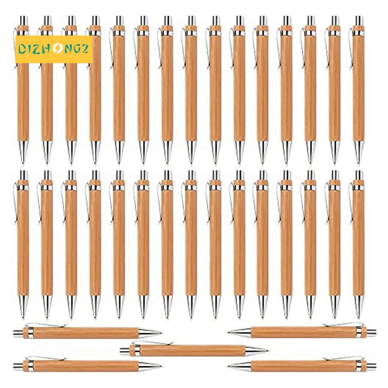 Set 35 Bút Bi Mực Đen Bằng Tre Có Thể Thu Gọn Tiện Dụng