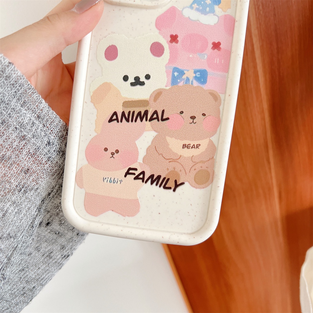 Ốp Điện Thoại PC Viền TPU Dẻo Họa Tiết Hoạt Hình Gấu / Thỏ Dễ Thương Chống Sốc Cho iPhone 14 13 12 11 PRO MAX