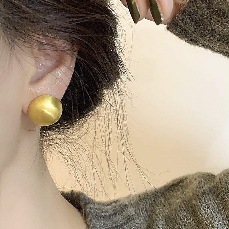 Bông Tai Mạ Bạc 925 Hình Quả Cầu Kim Loại Thời Trang