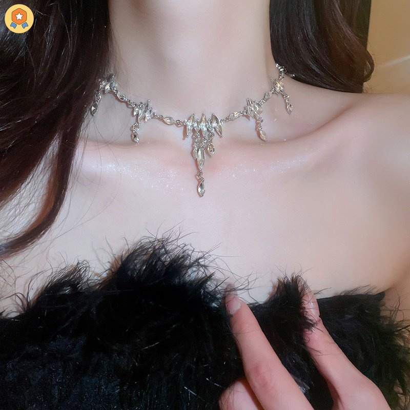 Vòng cổ Mặt Hình Giọt Nước Đính Đá Zircon Y2K Lấp Lánh HYJP2