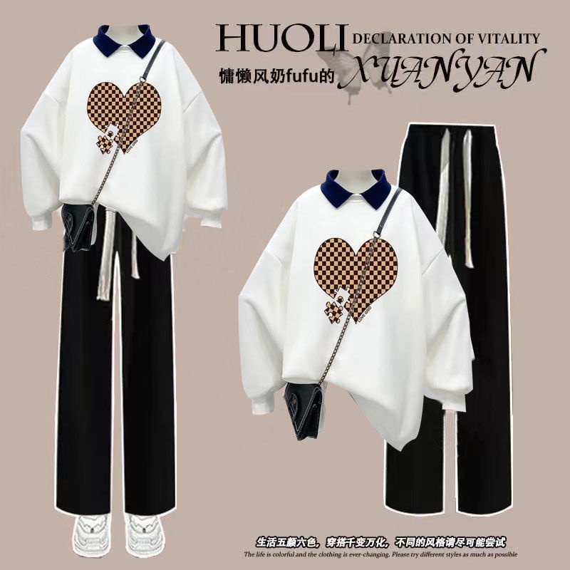 Bộ Áo Thun polo + Quần Jean Dài Phong Cách Preppy Hàn Quốc Thời Trang Xuân Thu 2023 Mới