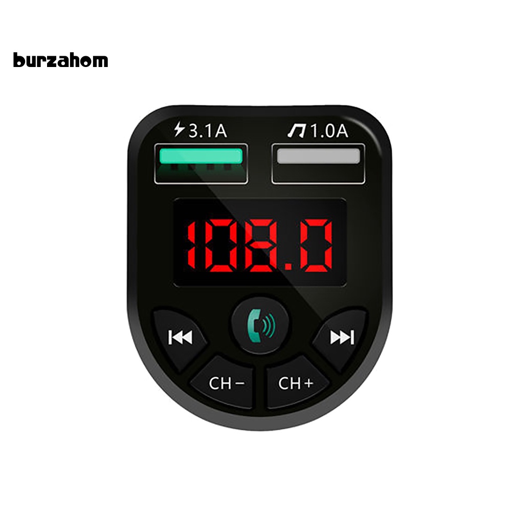 Tẩu Sạc Điện Thoại Trên Ô Tô Hai Cổng USB Bluetooth 5.0 Kiêm Máy Nghe Nhạc MP3 FM