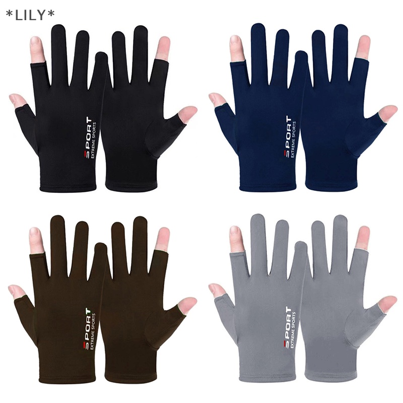 Lily mùa hè găng tay người đàn ông băng lụa mặt trời proction lái xe găng tay Găng tay câu cá thoáng khí uuu