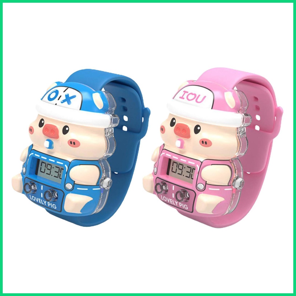 Đồng Hồ Đeo Tay Kỹ Thuật Số Hình Chú Heo Hoạt Hình 3D Dễ Thương Có Thể Điều Chỉnh Cho Bé Trai