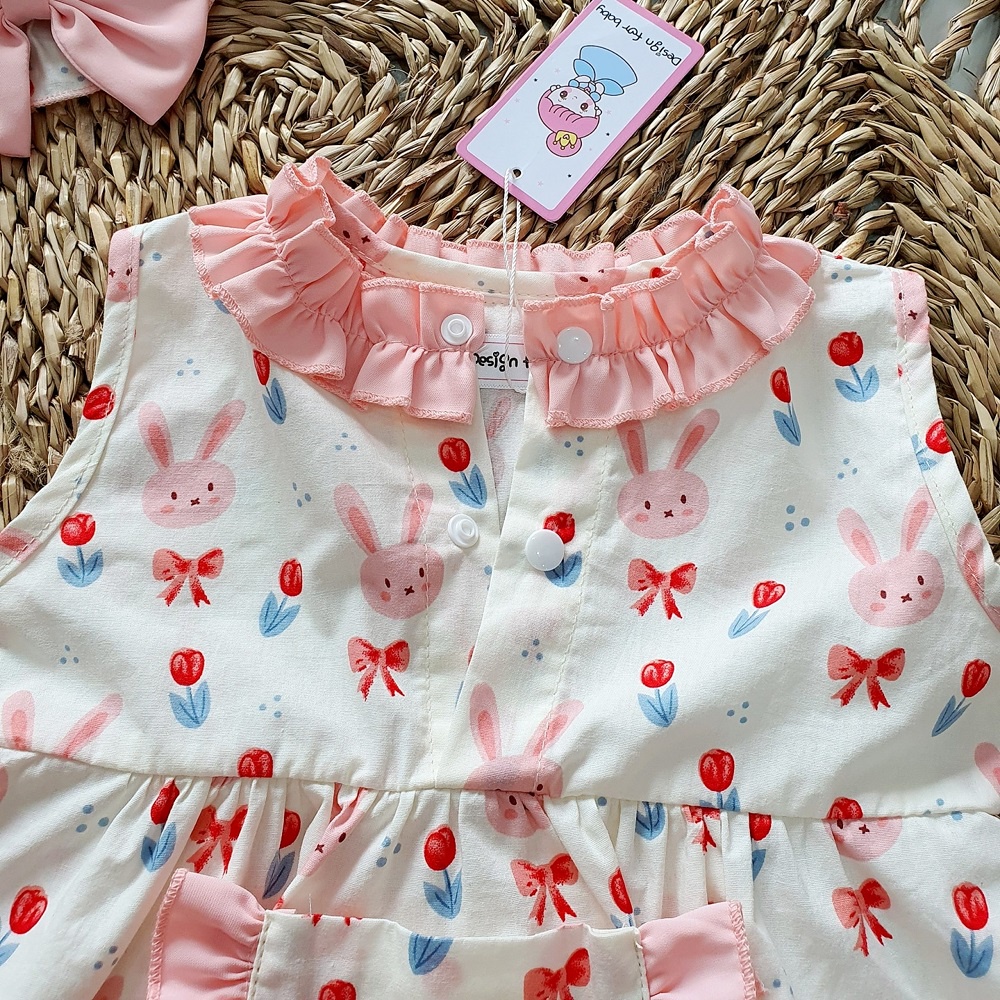 Set bodysuit cho bé kèm nón tất MINTSCLOSET Mint's Closet body thỏ hồng cho bé gái sơ sinh 1 2 3 tuổi - BS6126