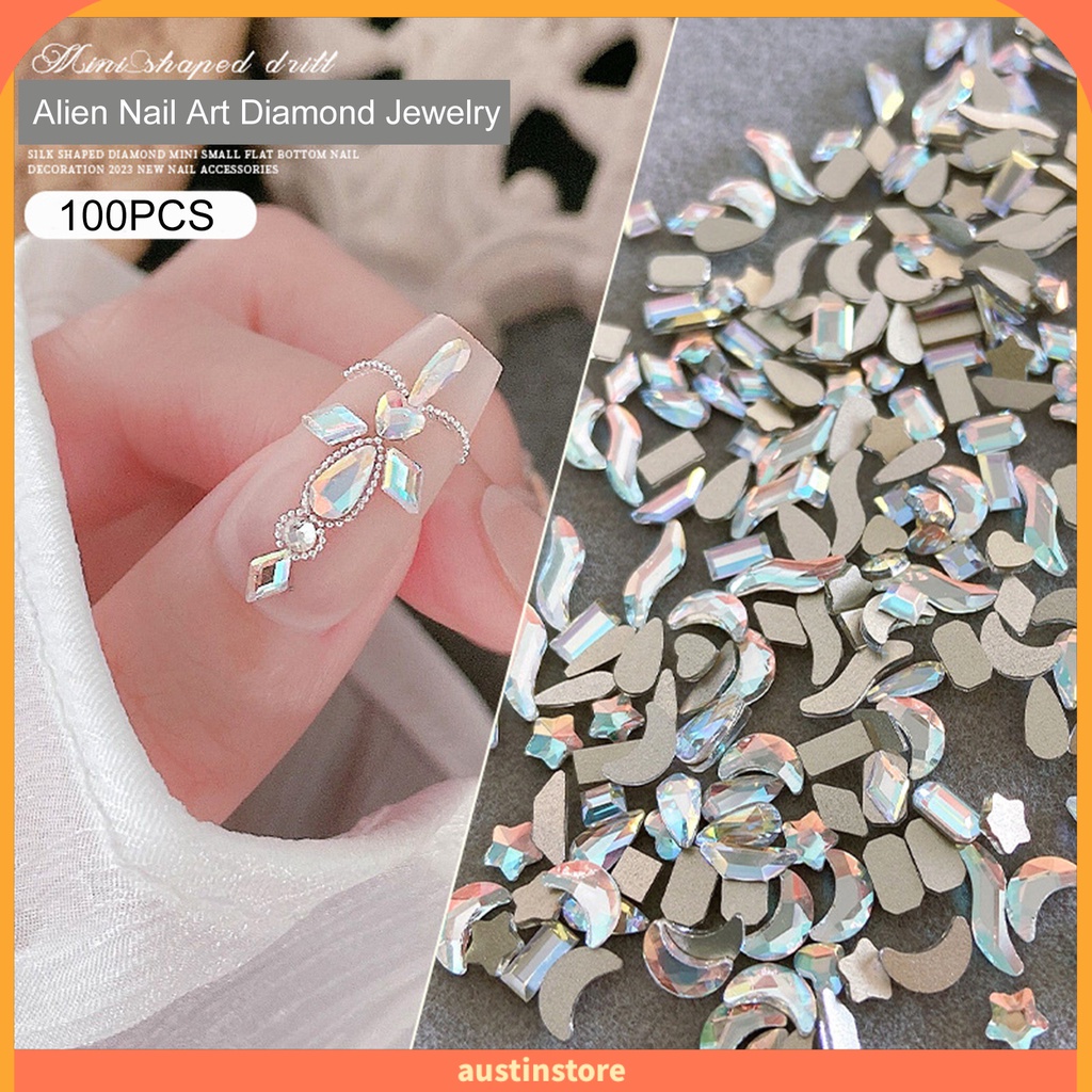 Túi 100 Hạt Đá Pha Lê Giả Phẳng Trang Trí Móng Tay Nghệ Thuật