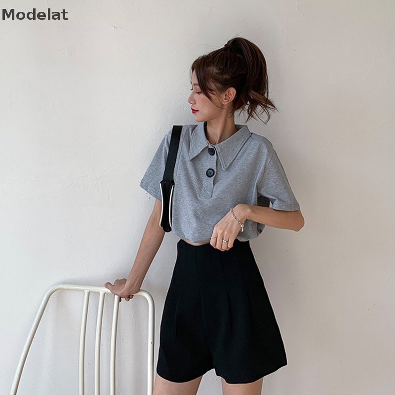 Mfc Quần Short Lưng Cao Dáng Rộng Mềm Mại Màu Trơn Đơn Giản Thời Trang Mùa Hè Cho Nữ