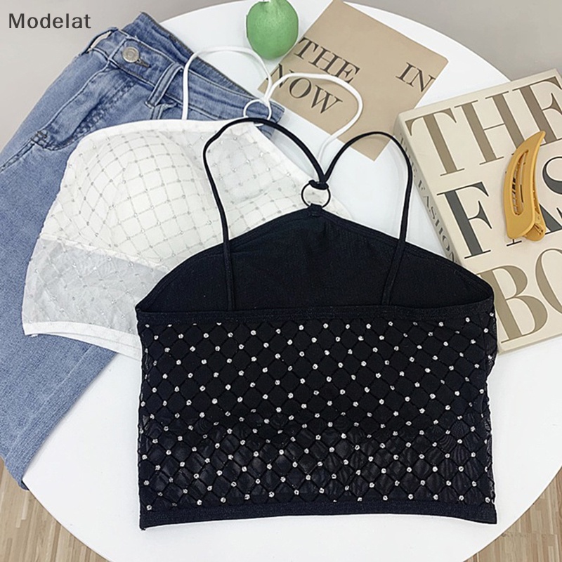 Mfc Áo Hai Dây Mùa Hè Đính Đá Màu Trơn Gợi Cảm Cho Nữ