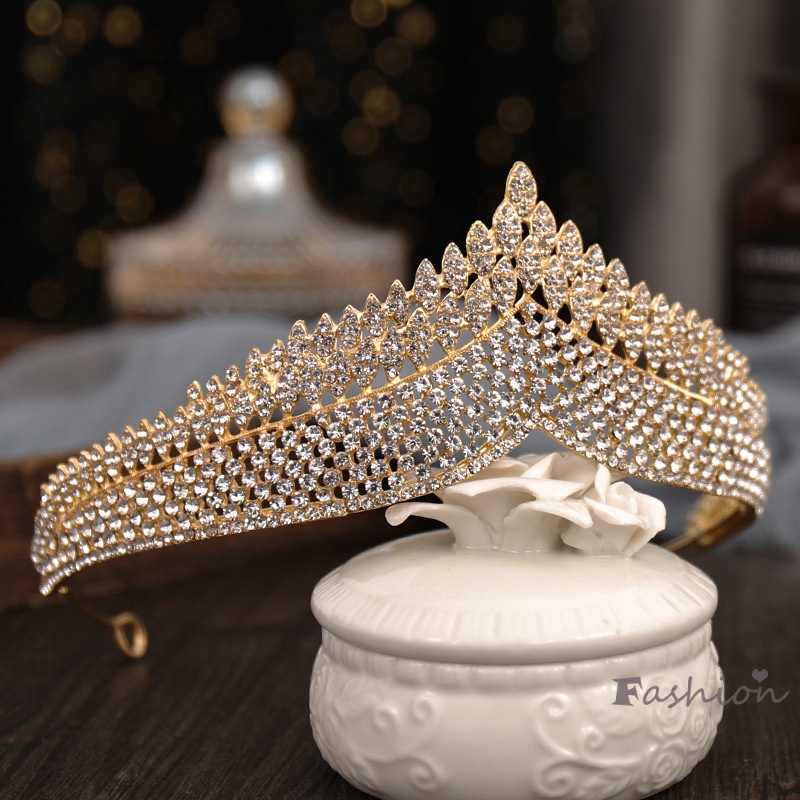 Vương Miện Cài Tóc Cô Dâu Đính Đá Nhiều Màu Sắc