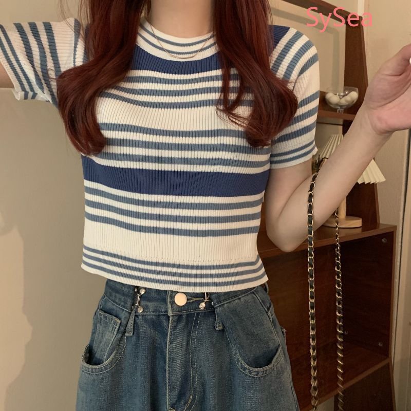 Áo Dệt Kim Kẻ Sọc Thời Trang Mùa Hè Cho Nữ