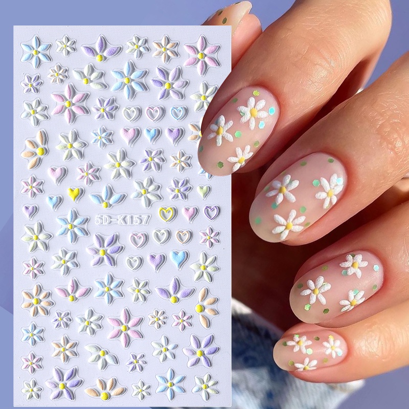 UR SUGAR Miếng Dán Trang Trí Móng Tay 5D Tự Dính Họa Tiết Hoa Bướm Xinh Xắn