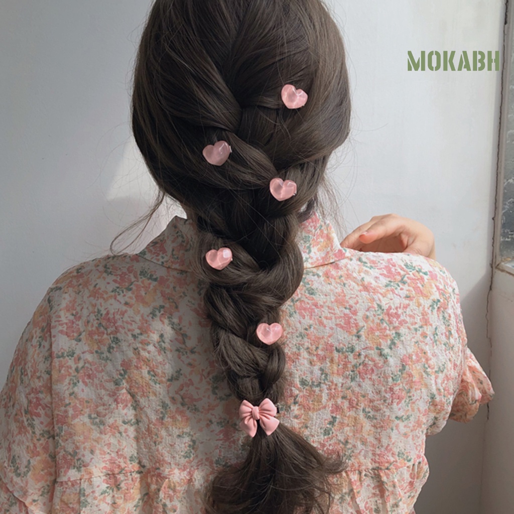 1 / 5 Kẹp Tóc Mini Bằng Kim Loại Chống Trượt Họa Tiết Hoa Và Nơ Dễ Thương