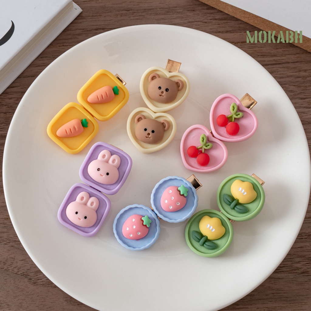 Kẹp Tóc Hình Gấu Hoạt Hình Bằng Thép Không Gỉ Co Giãn Gọn Nhẹ Chống Trượt Cho Bé Gái