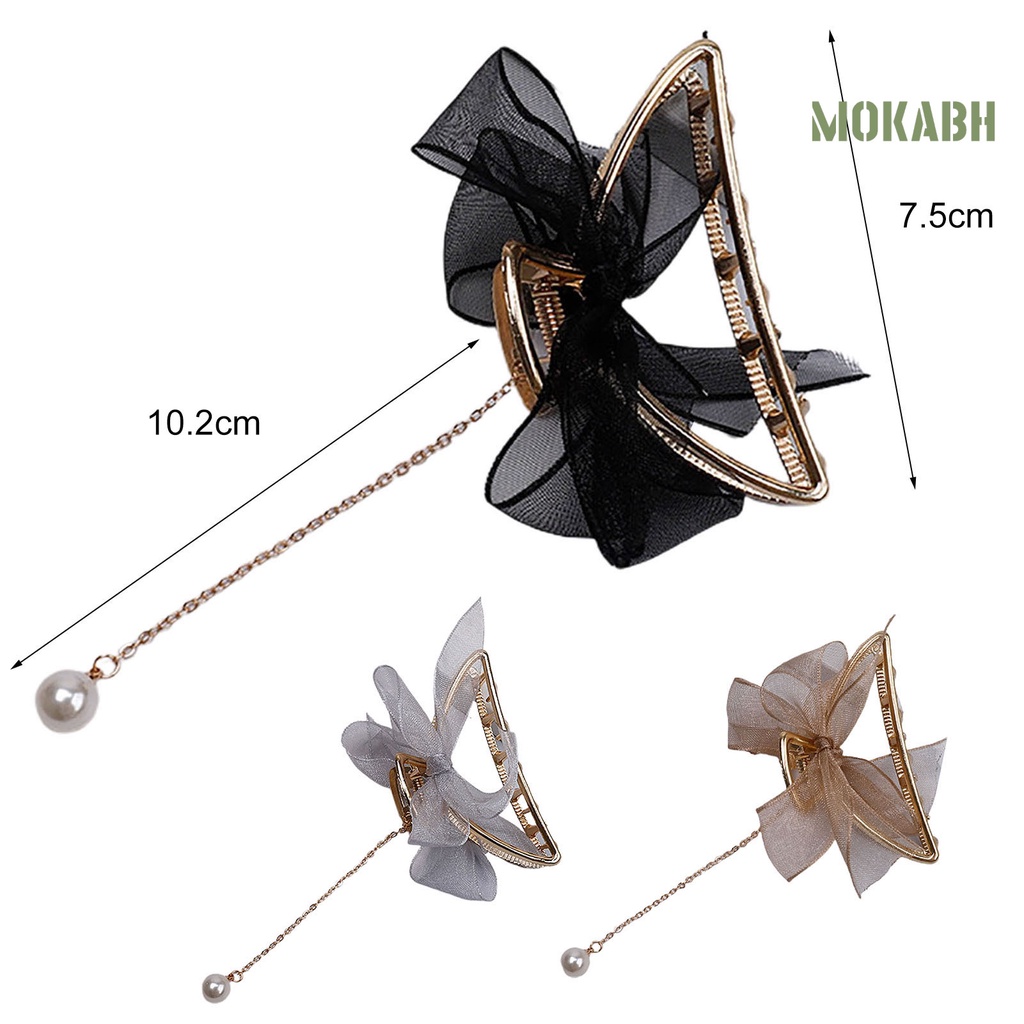 Kẹp Tóc Hình Nơ Đính Ngọc Trai Giả Và Dây Ruy Băng Thời Trang Cho Nữ