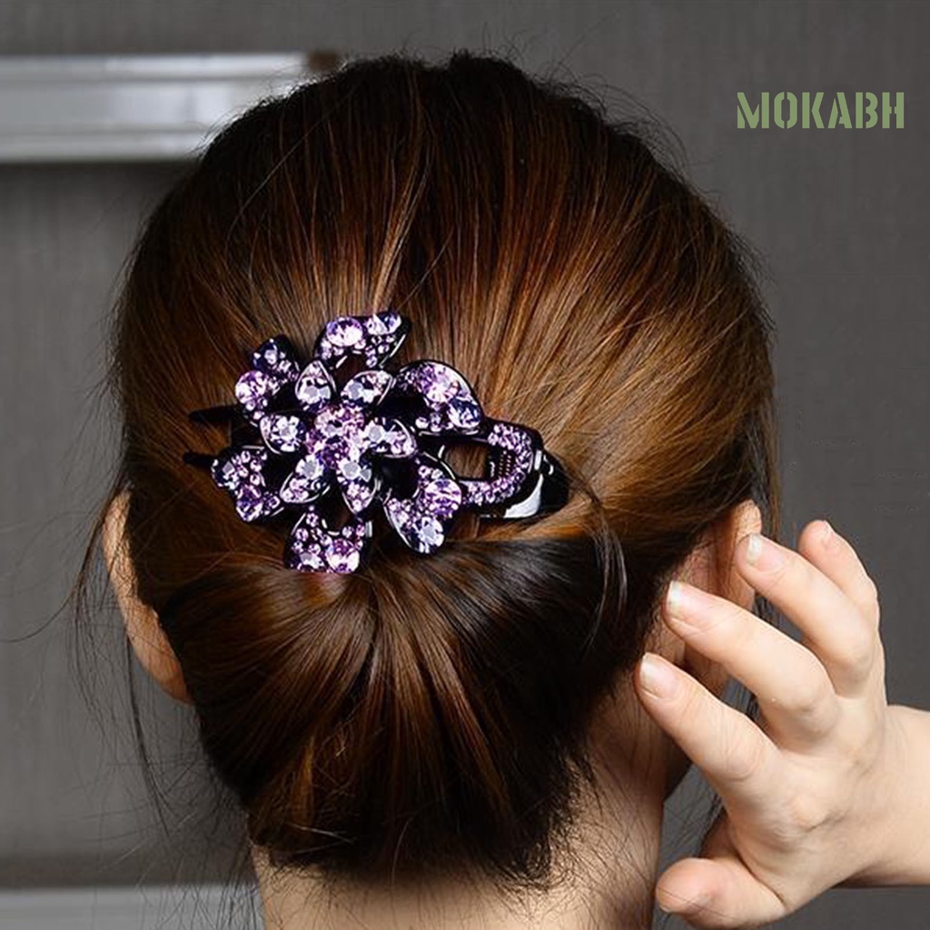 Kẹp Tóc Đính Đá Chống Trượt Bằng Chất Liệu Acrylic Thời Trang Dành Cho Nữ