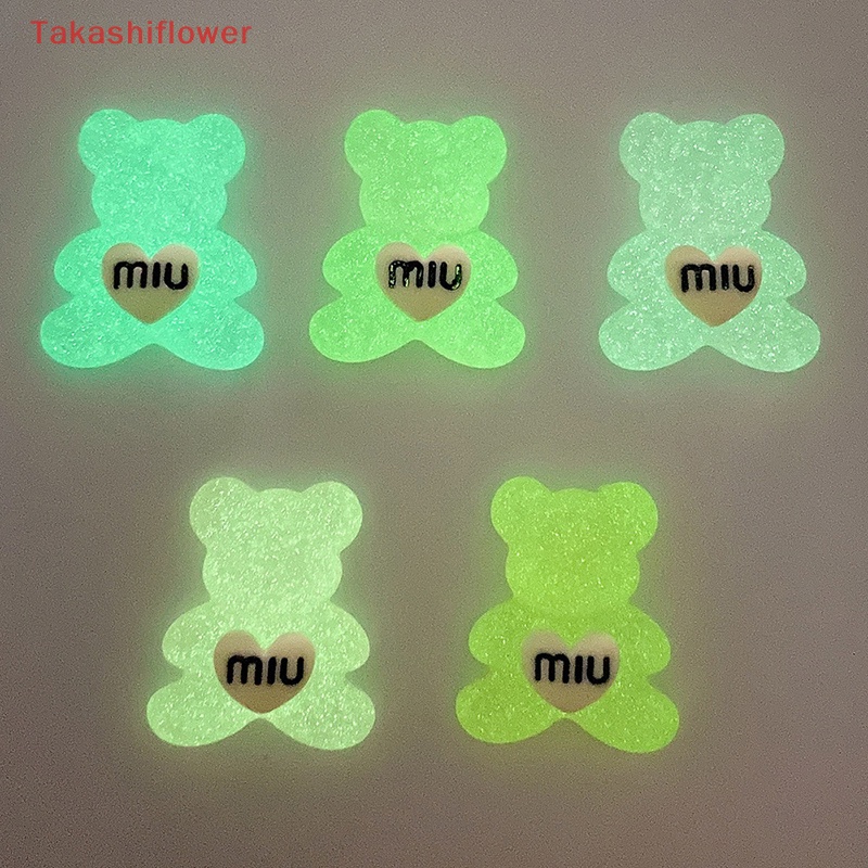 Bộ 2 Miếng Dán Hình Gấu Dạ Quang Trang Trí Bảng Điều Khiển Xe Hơi / Nhà Cửa / Sân Vườn Diy