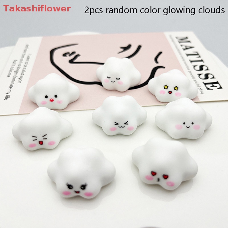 Set 2 Phụ Kiện Trang Trí Hình Đám Mây 3D Bằng Nhựa Resin Dạ Quang Dễ Thương DIY