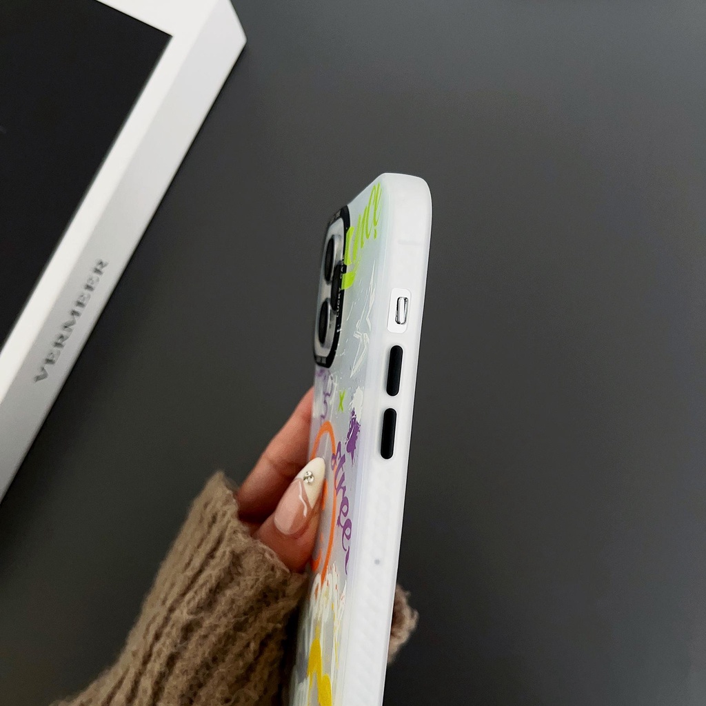 Ốp Điện Thoại Tpu Mềm Chống Sốc Hai Mặt Trong Suốt Họa Tiết Mặt Cười Graffiti Cho iPhone 14 13 12 11 Pro Max