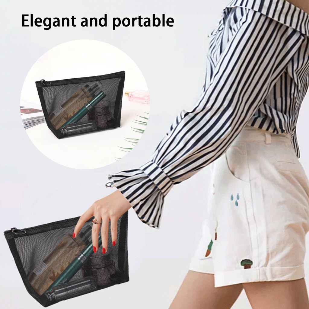 Wishmart.tw Túi Đựng Mỹ Phẩm Son Môi Bút Chì Kẻ Lông Mày Cầm Tay Thoáng Khí