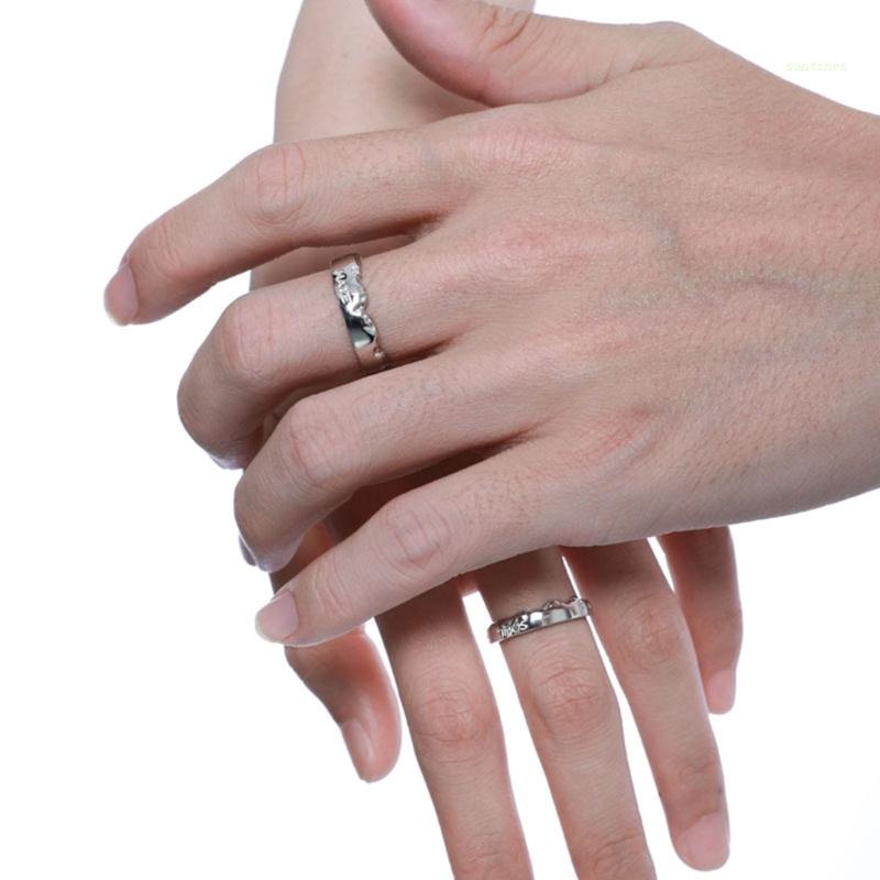 Nhẫn Hở Mạ Bạc Đơn Giản Thời Trang Có Thể Điều Chỉnh Cho Cặp Đôi