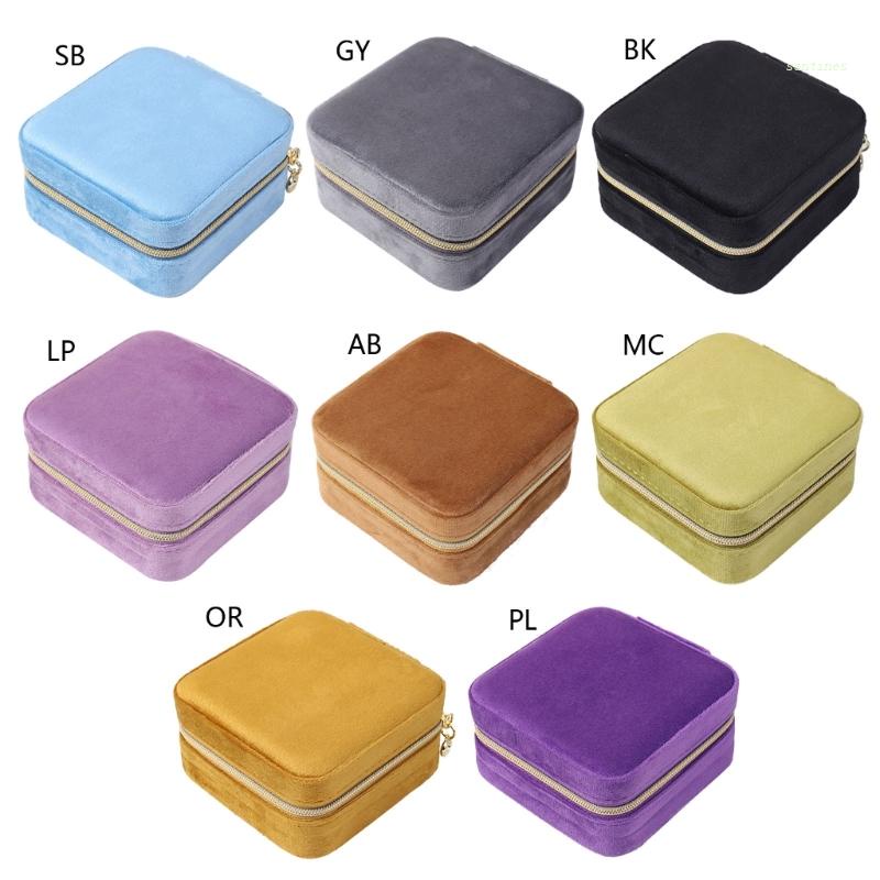 Túi Đựng Trang Sức Hình Vuông Có Khóa Kéo Thiết Kế Đơn Giản Tiện Dụng Mang Theo Du Lịch