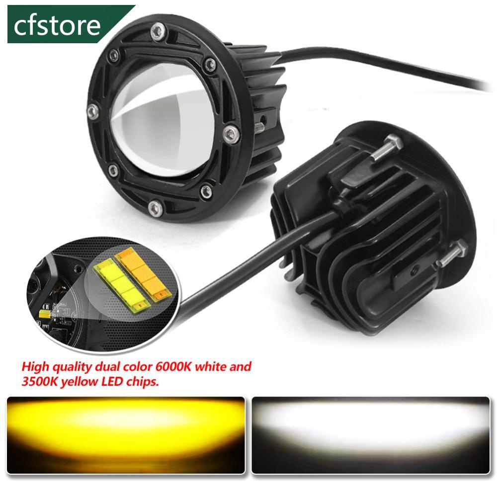 1 Đèn Pha LED 8D Hai Màu Trắng / Vàng Chống Thấm Nước Hình Vuông N8Y5 Dành Cho Xe Mô Tô