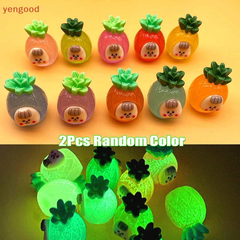 Bộ 2 Đồ trang trí Quả Dứa Hoạt Hình Mini Phát Sáng Dùng Trang Trí Tiểu Cảnh