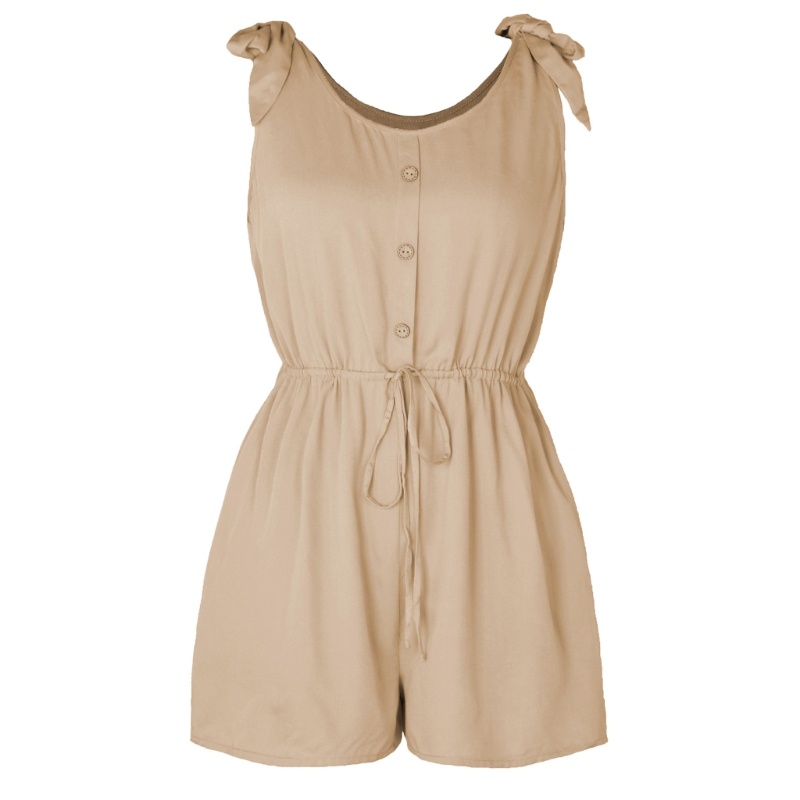 Bộ Áo Liền Quần Sát Nách Dáng Ngắn Phối Túi Cá Tính Cho Nữ