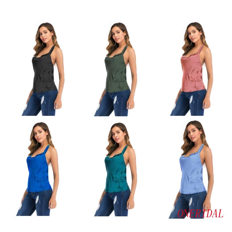 Áo Hai Dây Hở Lưng Bằng Satin Gợi Cảm Dành Cho Nữ