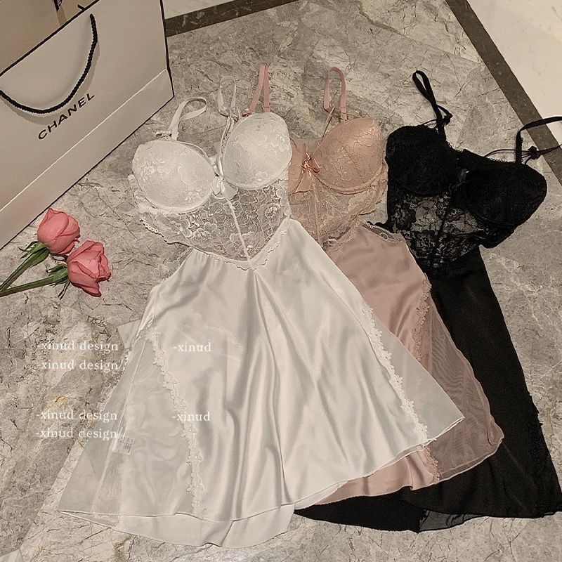Đồ ngủ Hai Dây Mỏng Màu Trơn Có Đệm Ngực Phối Ren Và Mút Nâng Ngực Kiểu Pháp Thời Trang Mùa Hè Quyến Rũ Cho Nữ