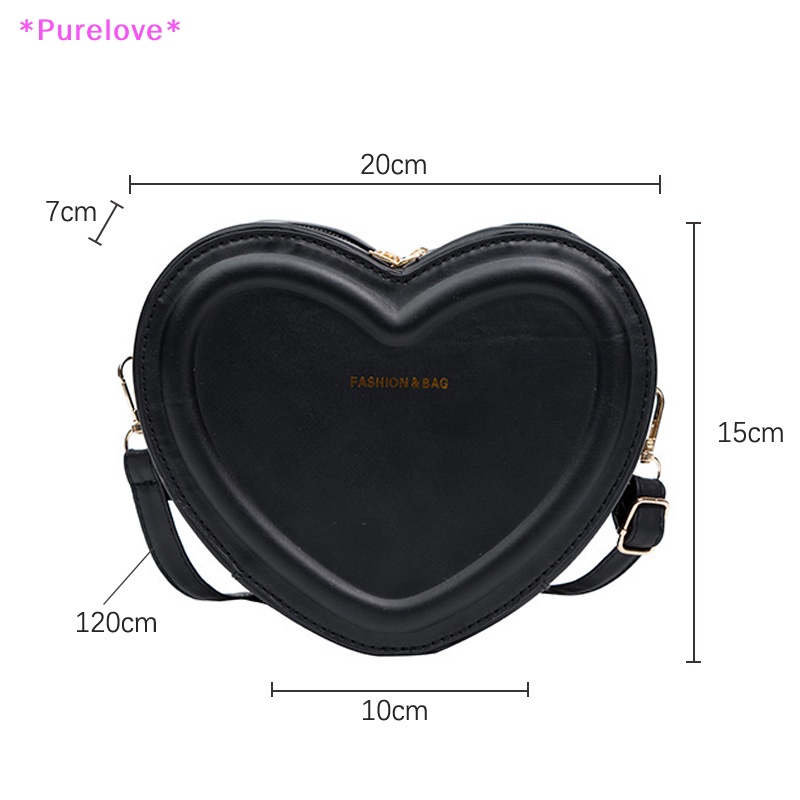 Túi Đeo Chéo Da PU Màu Trơn Hình Trái Tim Thời Trang Cho Nữ Mới