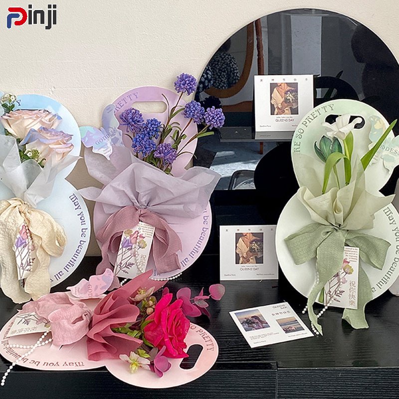 Túi Đựng Quà Tặng Thủ Công In Hoa Trái Tim Sáng Tạo