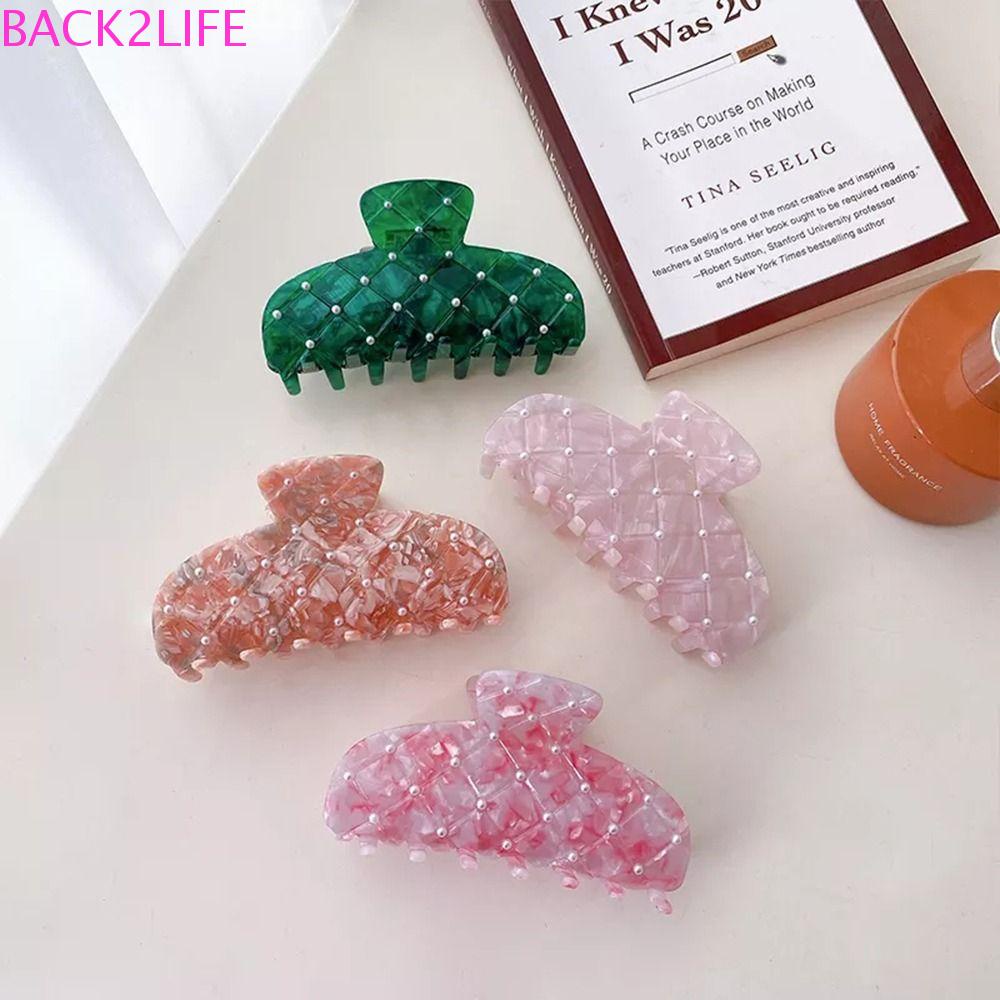 Kẹp Tóc Càng Cua Họa Tiết Sọc Caro Phong Cách Retro Sáng Tạo Dễ Thương Dành Cho Nữ Backlife